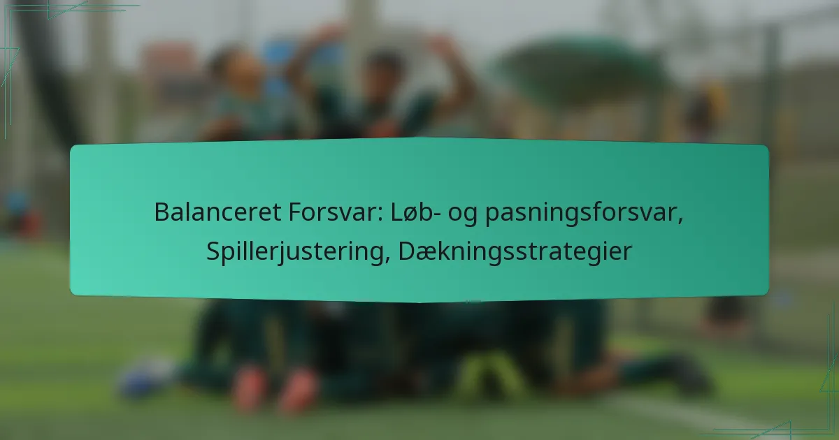 Balanceret Forsvar: Løb- og pasningsforsvar, Spillerjustering, Dækningsstrategier