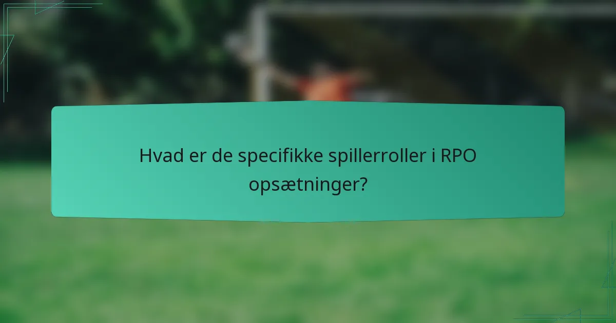 Hvad er de specifikke spillerroller i RPO opsætninger?