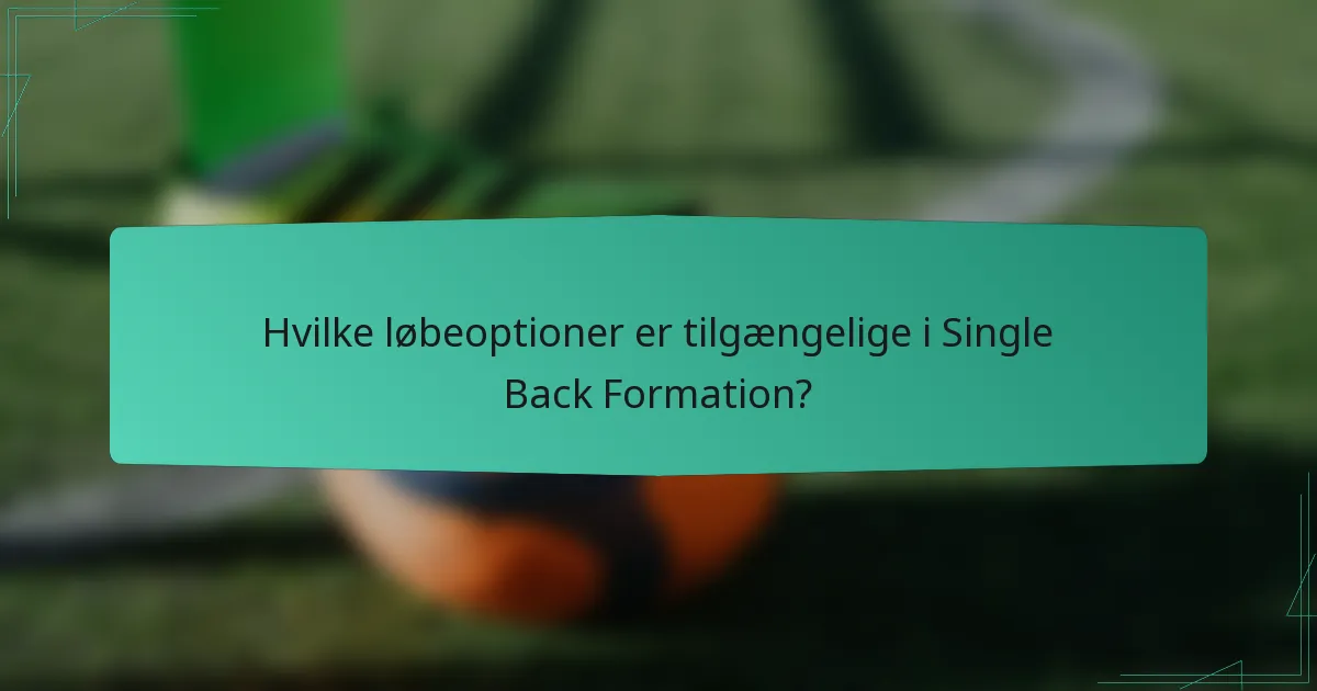Hvilke løbeoptioner er tilgængelige i Single Back Formation?